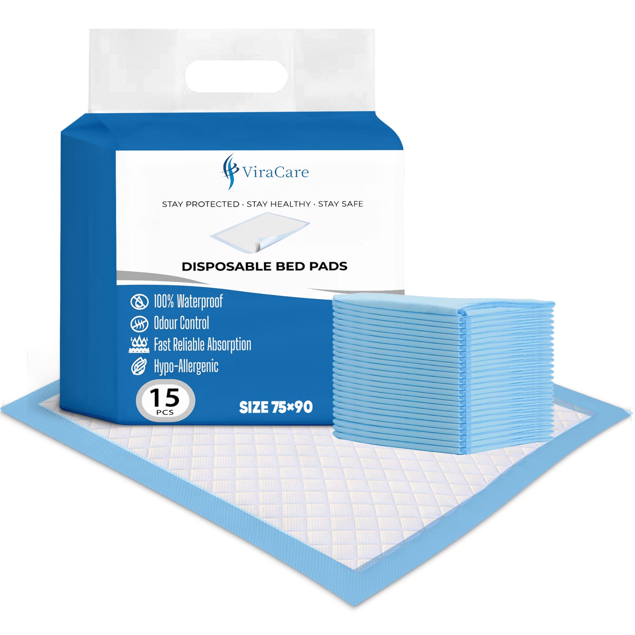 Incontinence Bed Pads 75x90 cm (Qty 15) ViraCare