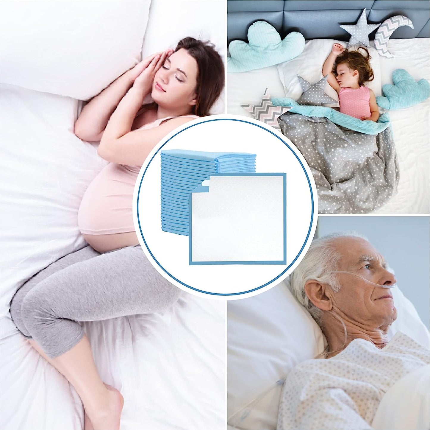Incontinence Bed Pads: 60x60 cm, Elderly and Disabled, (Qty: 30)