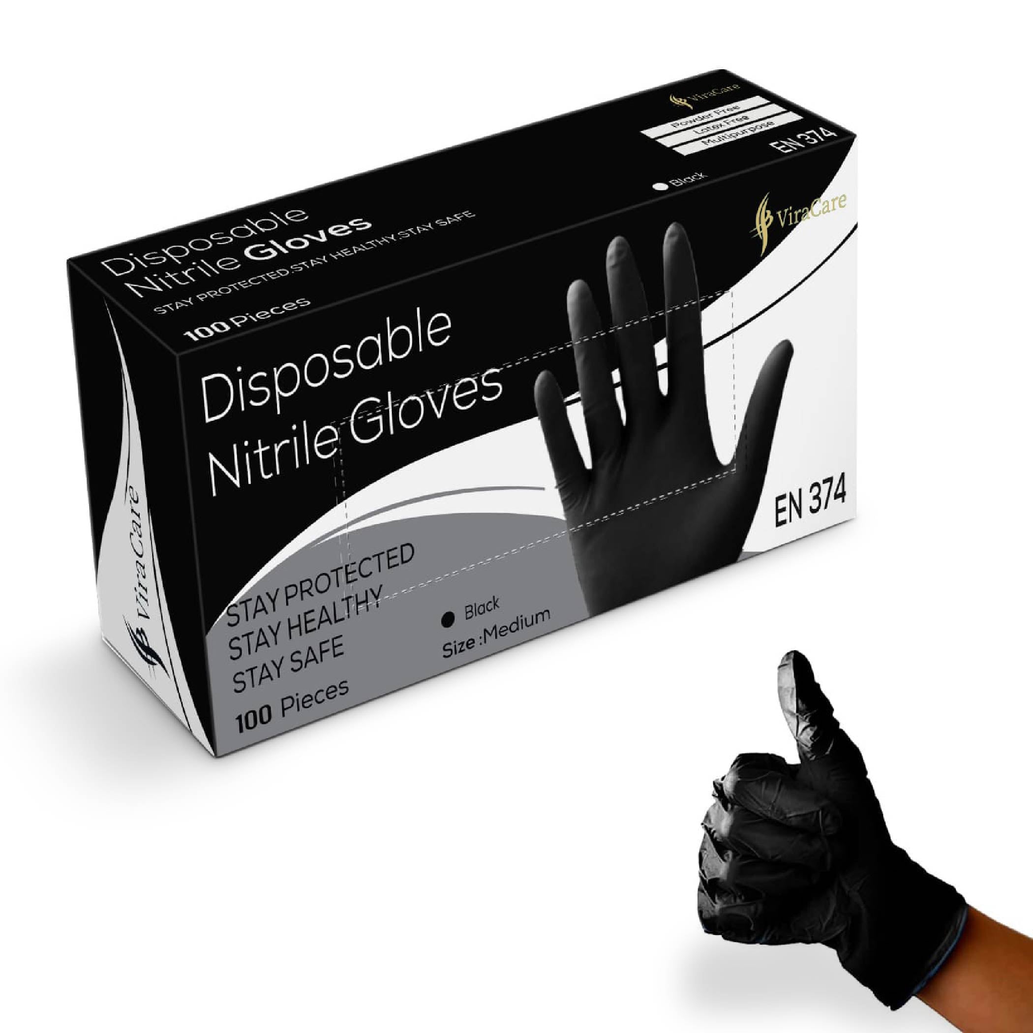 Black Nitrile Disposable Gloves M,L (Qty: 100) – ViraCare