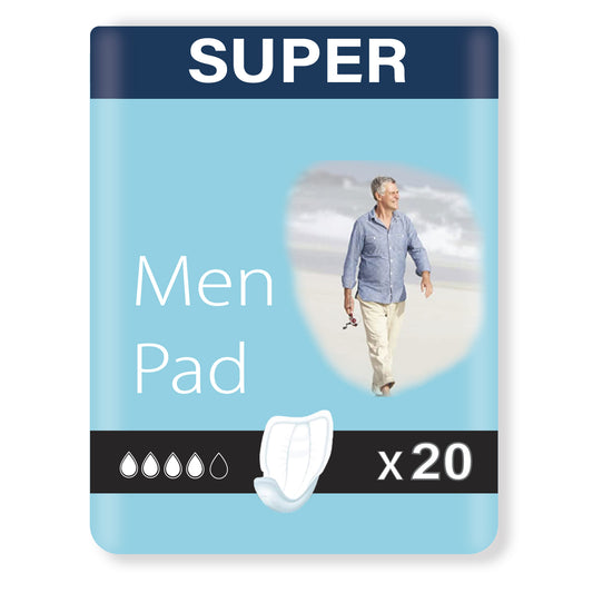 Men Pads Super: Extra Protection, Adhesive Strip, (Qty: 20)