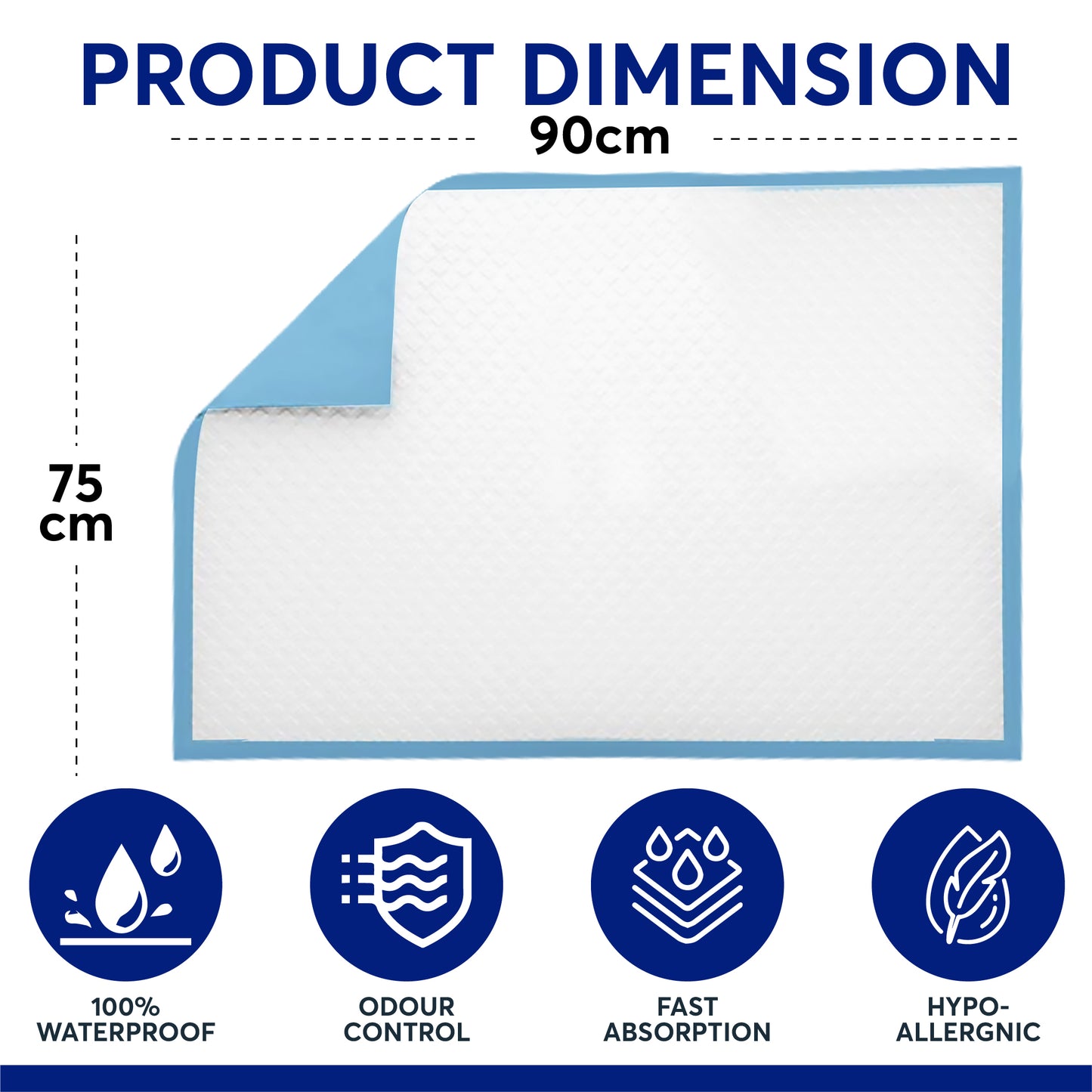 Incontinence Bed Pads 75x90 cm (Qty: 15)