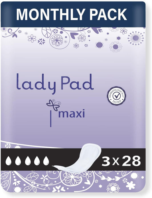 Lady Pads Maxi: Super Absorbent, Discreet, (Qty: 84)