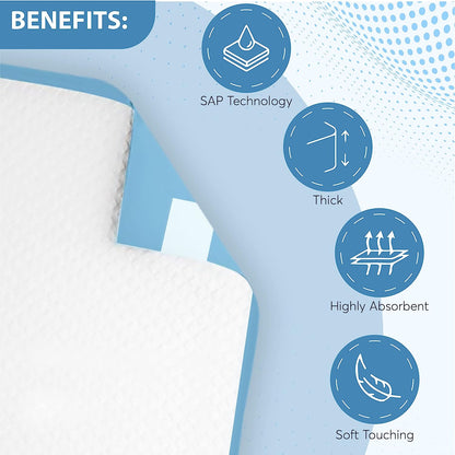 Incontinence Bed Pads: 60x60 cm, Elderly and Disabled, (Qty: 30)