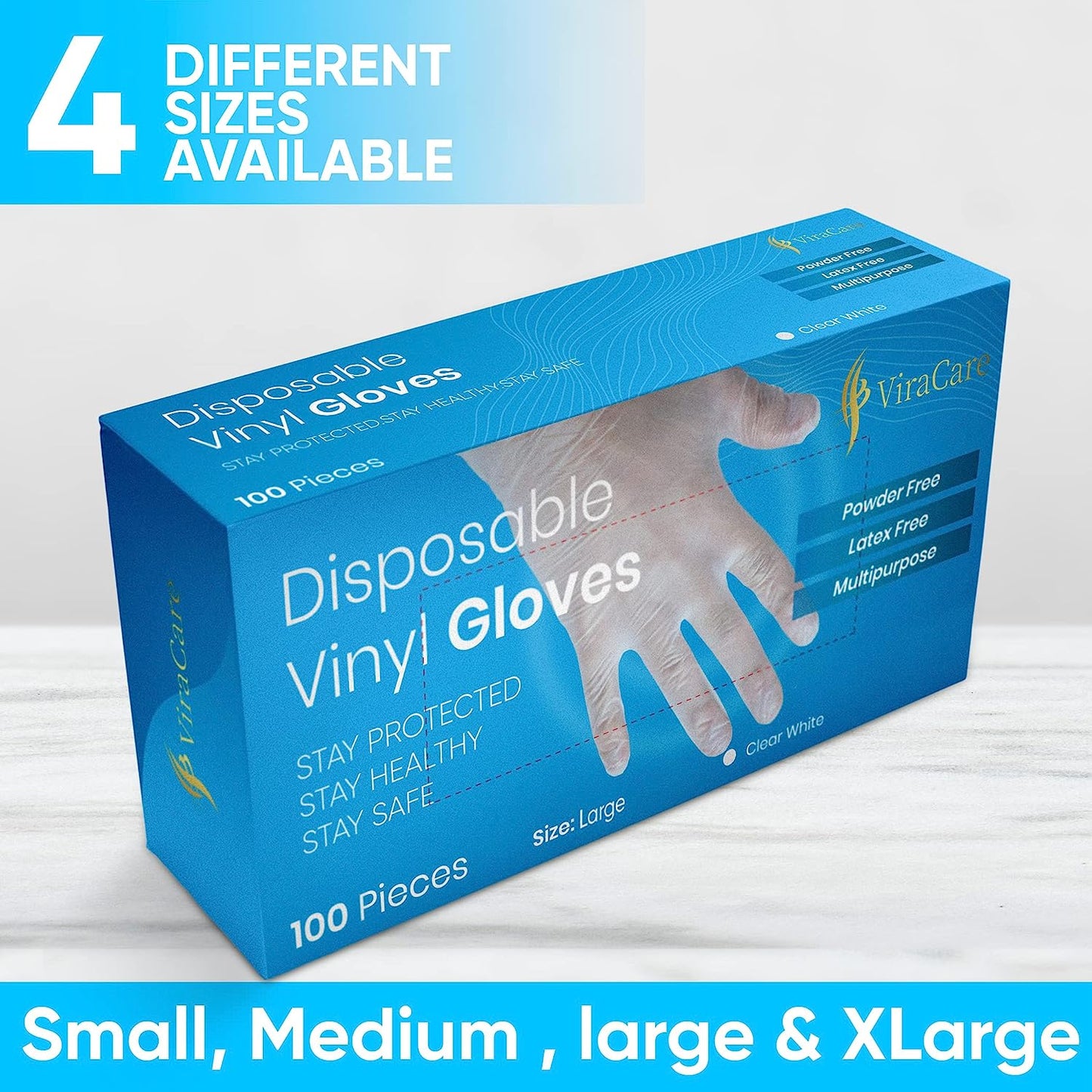 Clear Vinyl Disposable Gloves, M,L,XL (Qty: 100)