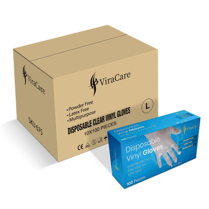 Clear Vinyl Disposable Gloves, M,L,XL (Qty: 1000)