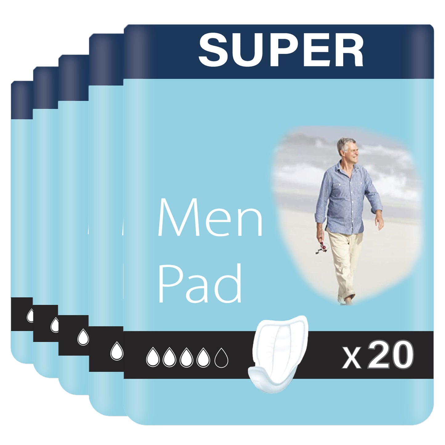 Men Pads Super: Extra Protection, Adhesive Strip, (Qty: 100)