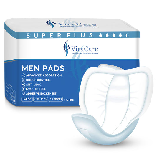 Super Plus Men Pads: Advanced Absorption, Adhesive Backsheet, (Qty: 20)