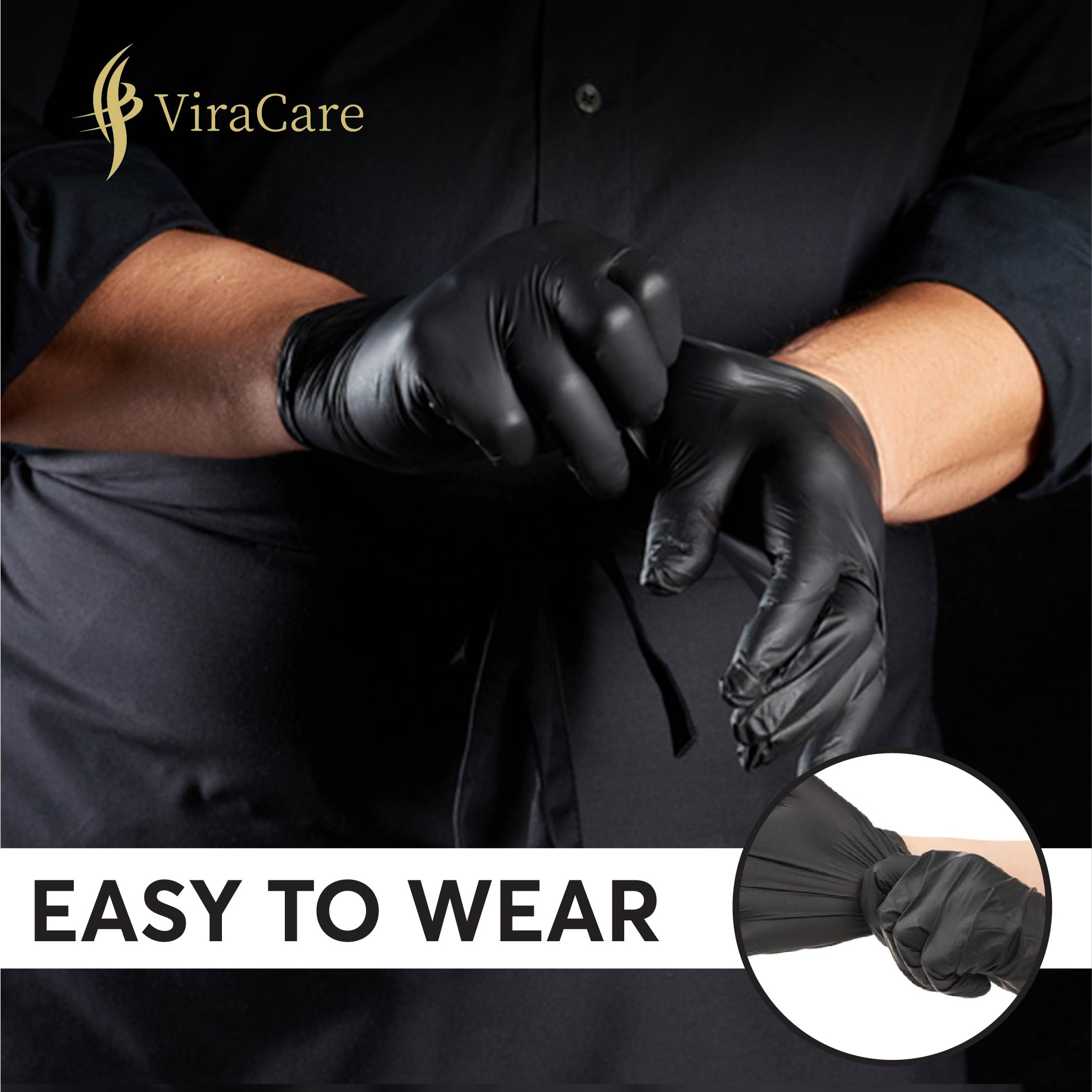 Black Nitrile Disposable Gloves M,L (Qty: 100) – ViraCare