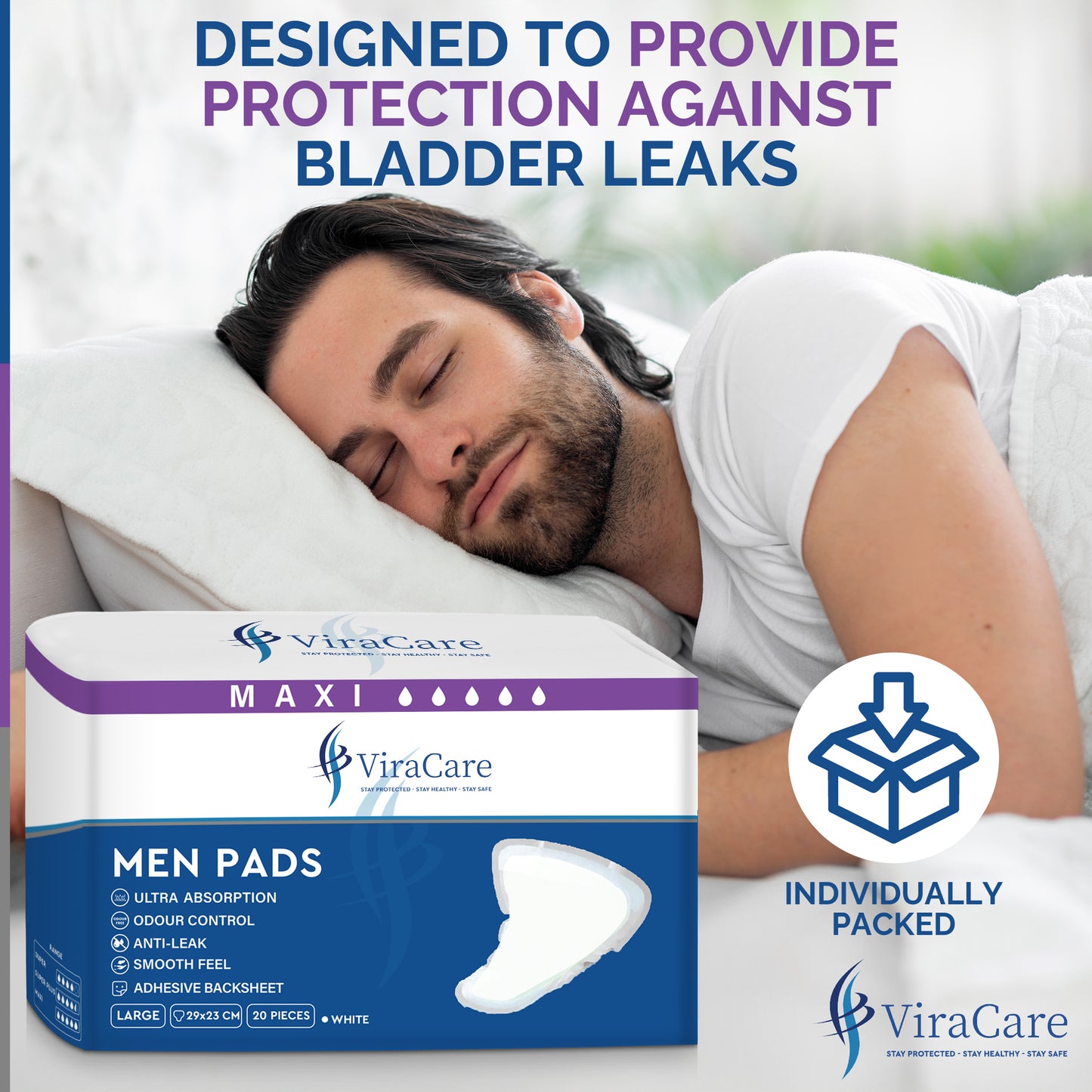 Maxi Men Pads: Advanced Absorption, Adhesive Backsheet, (Qty: 20)