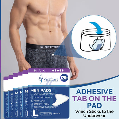 Maxi Men Pads: Male Incontinence Pad, Adhesive Backsheet, (Qty: 120)