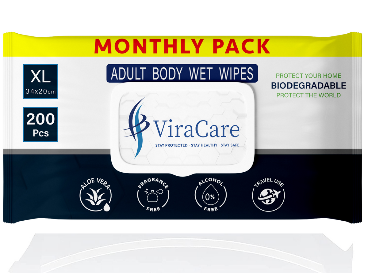 Adult Aloe Vera Wet Wipes, XL (200 Pack) – ViraCare