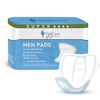 Men Pads: High Absorption, Adhesive Backsheet, (Qty: 25)