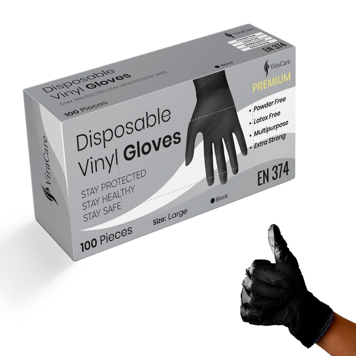 Black Vinyl Premium Disposable Gloves, M,L (Qty: 1000)