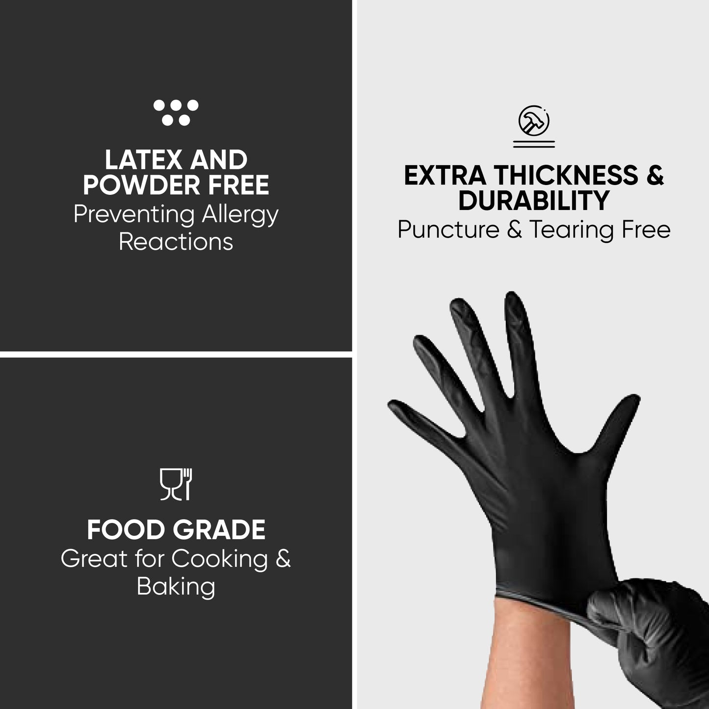 Black Vinyl Premium Disposable Gloves M,L (Qty: 100)