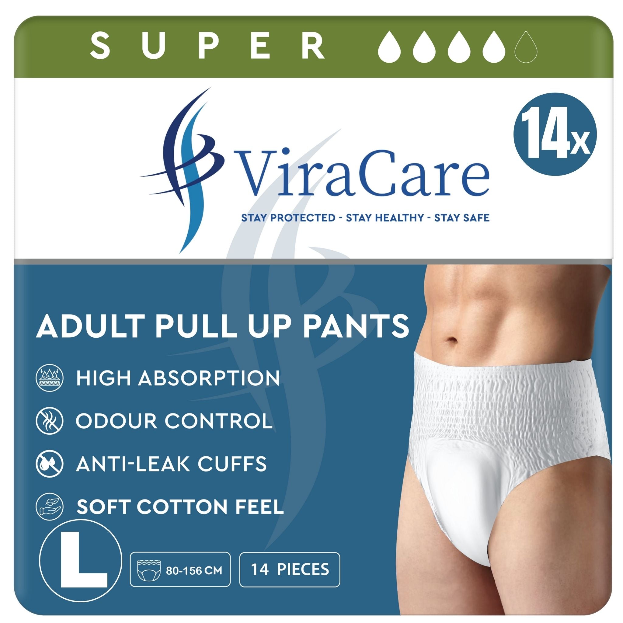 Adult Pull Up Pants Super, Unisex, M, L (Qty: 14) – ViraCare